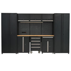 Système d'armoire à outils de <span class=keywords><strong>garage</strong></span> modulaire multifonctionnel OEM avec panneau perforé, établi et rangement verrouillable - Product Image 1