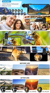 Apexel OEM 공장 11 1 전화 카메라 렌즈 키트 범용 클립 휴대 전화 어안 와이드 매크로 렌즈 - Product Image 3