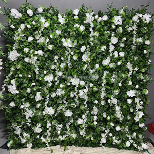 Fondo de pared de flores verdes blancas Fondo de pared de <span class=keywords><strong>seto</strong></span> de boj <span class=keywords><strong>artificial</strong></span> Fondo de pared de flores 8 pies x 8 pies para eventos - Product Image 2