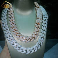 Collier en argent 925 avec moissanite, chaîne cubaine de 20 mm, collier personnalisé, hip-hop, moissanite de qualité VVS, vente en gros, livraison gratuite