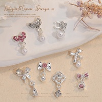 Accessoires de nail art de luxe en alliage style influenceur Paso Sico, avec pampilles papillon, strass rose étincelant, nœuds et perles en forme de cœur