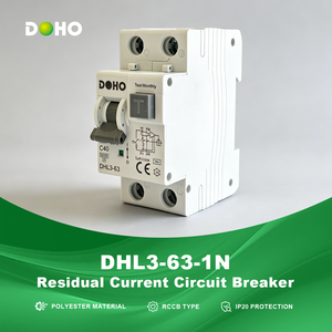 Disjoncteur <span class=keywords><strong>DOHO</strong></span> DHL3-63 1P+N à montage sur rail DIN, capacité de coupure 6kA, courbe B/C, polyester, protection IP20, 230V/240V 50/60Hz, usage domestique - Product Image 1