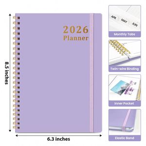 2026 Printed <b>A4</b> Diary Planner with <b>Leather</b> Cover Thick Paper Agenda Book - Product Image 1