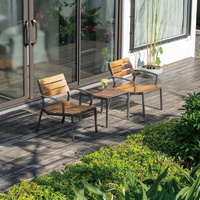 Ensemble de meubles de jardin et de salle à manger extérieurs modernes en alliage d'aluminium et en bois plastique, personnalisable