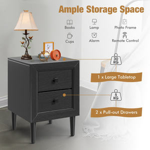 DB Table de chevet rétro de luxe moderne avec 2 tiroirs en bois massif de style industriel assemblé pour une utilisation en appartement - Product Image 4