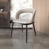 Chaise de salle à manger de luxe pour usage domestique, en cuir véritable italien, style design moderne et minimaliste avec dossier, européenne et