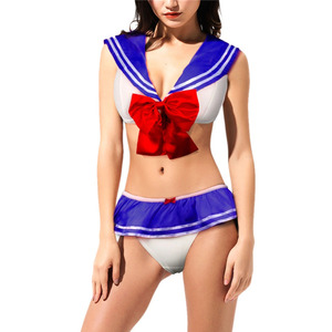 Conjunto de Lencería de Alta Calidad con Cuello <span class=keywords><strong>en</strong></span> V, Estilo Uniforme de Marinero, Minifalda de Estudiante de Dibujos Animados, Ropa Interior, Conjuntos de Uniforme para Actuaciones - Product Image 2