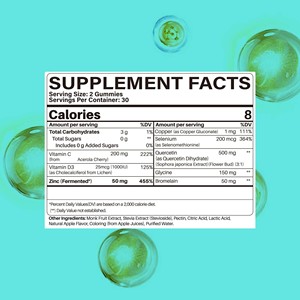 Gummies au zinc à marque privée avec glycine et quercétine dihydratée : stimule l'énergie et la concentration, Gummies à la bromélaïne - Product Image 2