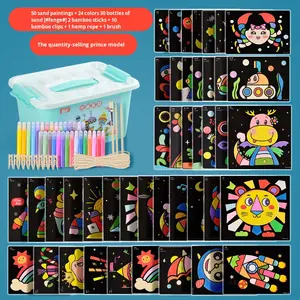 Fai da te <span class=keywords><strong>pittura</strong></span> di sabbia colorata fatta a mano per bambini educativi di sabbia raschiatura scuola materna giocattoli da disegno per ragazzi ragazze - Product Image 4