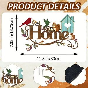 En gros, Niche à oiseaux en métal avec lettres HOME, Décoration murale artisanale en fer pour intérieur et extérieur - Product Image 2