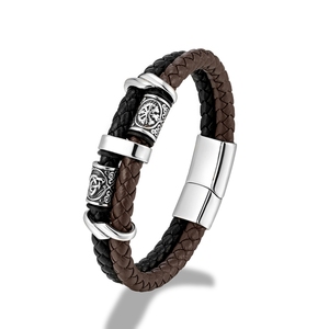 Venta al por mayor Hip Hop moda encanto pulsera nórdico <span class=keywords><strong>vikingo</strong></span> hecho a mano trenzado cuero genuino <span class=keywords><strong>vikingo</strong></span> pulsera joyería pulsera para <span class=keywords><strong>hombre</strong></span> - Product Image 4