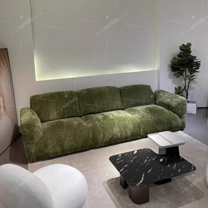 Sofá Seccional Modular Reclinable Convertible Tapizado en Chenilla Verde Moderno Sans de 3 Plazas para Apartamento, Parque, Escuela, Villa - Product Image 2