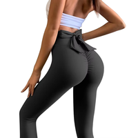 Pantalon de yoga pour femme taille haute, plissé, effet galbant fessier, pour fitness et sport