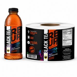Etiqueta Autoadhesiva Rectangular de Papel para Bebidas Deportivas de Té Negro REUP de 16 oz, Impermeable y Reciclable - Product Image 1