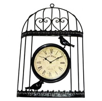 Cage à oiseaux en métal horloge murale pour la décoration de la maison