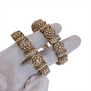 Ensemble de bracelets plaqués or de luxe, cadeau de mariage indien, pour les femmes, à porter lors de fêtes - Product Image 1