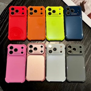เคสโทรศัพท์แบบกระจกนิรภัยกันรอยขีดข่วนรุ่นใหม่ล่าสุด สีนีออน เงางาม สำหรับ iPhone 13 14 15 16 17 pro max  OEM ฝาหลังแบบกำหนดเองได้ - Product Image 1