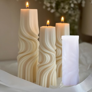 แม่พิมพ์เทียนซิลิโคนรูปทรงเรขาคณิตลายคลื่นสร้างสรรค์ สำหรับทำเทียนหอมตกแต่งบ้าน ของที่ระลึก DIY ใช้ซ้ำได้ ปลอดภัยสำหรับเตาอบ - Product Image 2