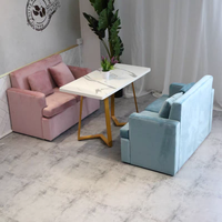 Table de café en velours moderne et ensemble de chaises en cuir café restaurant mobilier commercial canapé banquette siège