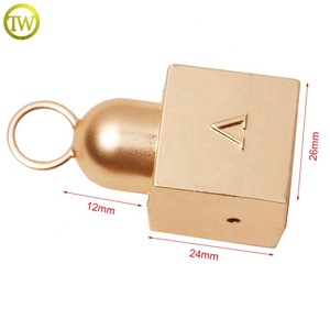 Tùy chỉnh dập nổi tên mùa xuân khóa kết thúc hợp kim phụ nữ áo kim loại dây dây phần cứng may tua kim loại chuông Stopper với vít - Product Image 2