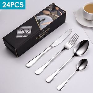 Juego de Cubiertos de Lujo de Acero Inoxidable 304 de 24 Piezas con Cuchillo, Tenedor y Cuchara - Diseño Moderno y Sencillo, Acabado Pulido Espejo, Caja de Regalo - Product Image 4