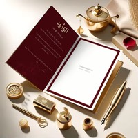 Cartes de vœux personnalisées de luxe élégantes kaki pour la Saint-Valentin, le Nikkah islamique, avec logo, pour remercier et offrir en mariage
