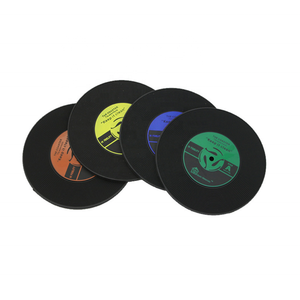 Low Price Promotional Gift Customized Logo PVC Coaster Set Vinyl Record Disk Coasters for Drinks Office Home