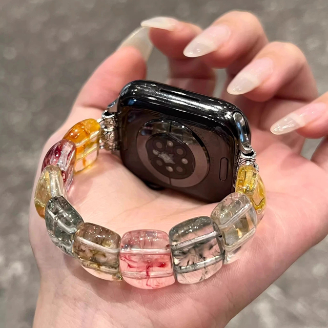 Upro Colorful Transparent Resin Strap for Apple Watch Ultra Band 49 44 40 42 38 41 45 46mm Elastic Smart Watch Bands