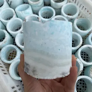 Novo produto natural cristais pedra preciosa cura, pedra preciosa artesanato folk azul aragonita cristal lâmpada