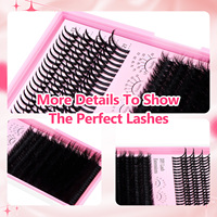 Faux Cils en Touffes Volumineux en Gros Courbure D, Extensions de Cils DIY, Marque Privée