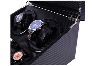 JLY 2 <strong>Winder</strong> 4 Slots Square MDF Multifunction Black Rotating Electronic <strong>Watch</strong> Storage <strong>Box</strong> - Product Image 6