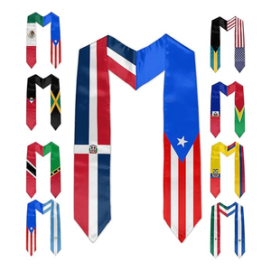 Estola <span class=keywords><strong>de</strong></span> Satén Barata para Graduación 2026, Lisa <span class=keywords><strong>de</strong></span> Doble Cara, Personalizable con Logotipo, con Diferentes Banderas <span class=keywords><strong>de</strong></span> Países - Product Image 3