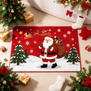 Tappetino da Bagno Natalizio con Babbo <span class=keywords><strong>Natale</strong></span>, Antiscivolo e Assorbente, Morbido Tappeto Invernale per Bagno e Decorazione Casa - Product Image 1