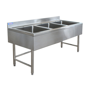 Évier commercial en acier inoxydable de haute qualité à trois bacs, épaisseur 1,0 mm, taille de bassin personnalisable, modèle 3, 24 kg - Product Image 6