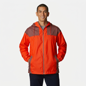 Custom Winter <b>Thin</b> Sport Windbreaker <b>Hoodie</b> for Men with Stand Collar Full Zip Closure Quick Dry Breathable Fabric - Product Image 1