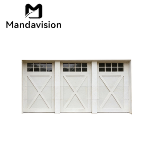 MAMDAVISION Porte de <span class=keywords><strong>garage</strong></span> extérieure en alliage d'aluminium à grain de bois, avec transom en treillis, styles d'ouverture multiples, télécommande, personnalisable - Product Image 3