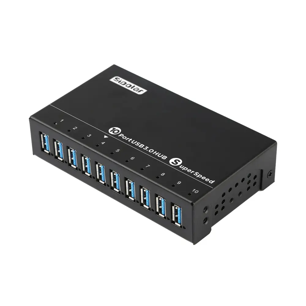 Sipolar 10 Port Super Speed Daten übertragung USB 3.0 Hub mit 60W 12V 5A Netzteil Ladegerät für Telefone Tablets A-103