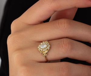 Vintage Art Deco Lab Diamond Anillo de compromiso Plata de Ley 925 con corte ovalado - Product Image 4