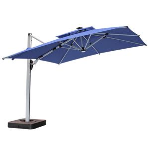 [Toldo de poliéster de 280 gramos] Paraguas personalizado de tela azul cielo azul oscuro para exteriores, sombrilla LED Solar, sombrilla voladiza para jardín y <span class=keywords><strong>Patio</strong></span> - Product Image 1