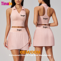 Conjunto de Yoga y Pickleball para Mujer, Directo de Fábrica OEM, Falda Plisada de Cintura Alta con Cuello Polo, Shorts Integrados, Resistente a Sentadillas, Secado Rápido