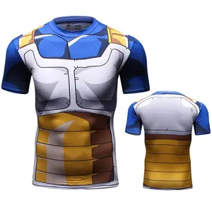Japanse Anime Goku Super Saiyan Sublimatie Afdrukken T-Shirt Custom Logo Grafisch Gedrukt Compressie Heren T-Shirts
