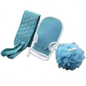 I-0066 Multi-function Bath Scrub Bath Ball Three-piece Strip Body <b>Back</b> Cleaning Set Multi Color Optional Bath Ball Set - Product Image 1