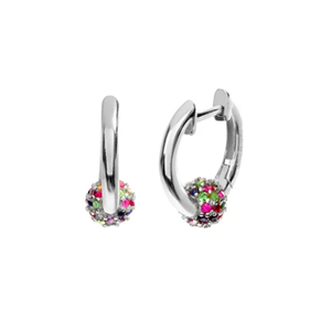 ROXI Fashion S925 Sterling <b>Silver</b> Colorful Ball Diamond <b>Hoop</b> Huggies <b>Earrings</b> 18k - Product Image 2