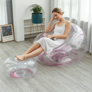 Amity Modern Transparent Single Aufblasbare Pailletten Sitzsack Schlafs ofa Faltbare Fußstützen für Wohnzimmer & Schlafzimmer im Freien - Product Image 1