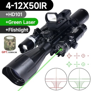 Phạm vi chiến thuật 4-12x50ir tầm xa tầm nhìn màu đỏ và màu xanh lá cây Đèn pin Laser Red Dot kết hợp săn bắn phụ kiện - Product Image 6