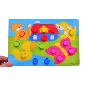 3D木製パズルジグソーパズルおもちゃモンテッソーリ赤ちゃんのおもちゃ木製漫画動物パズルゲームキッズ子供のための初期教育玩具ギフト