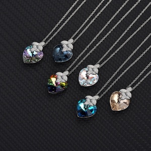 Collares de flores de amor para mujer, Plata de ley y cristales de <span class=keywords><strong>Austria</strong></span>, regalo para ella, joyería delicada - Product Image 3