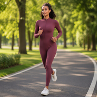Combinaison de sport à manches longues, séchage rapide, ajustée, pour course à haute intensité, avec fermeture éclair