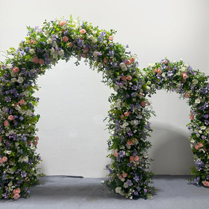 Pastel Purple-Pink & Greenery Floral Arch with Side Arches <b>Artificial</b> <b>Flower</b> Set for Wedding Entrance Styling - Product Image 3