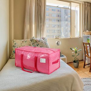 Sacs de rangement transparents extra larges, en PP tissé, robustes, rouge et blanc, pour déménagement, vêtements et articles de salon - Product Image 4